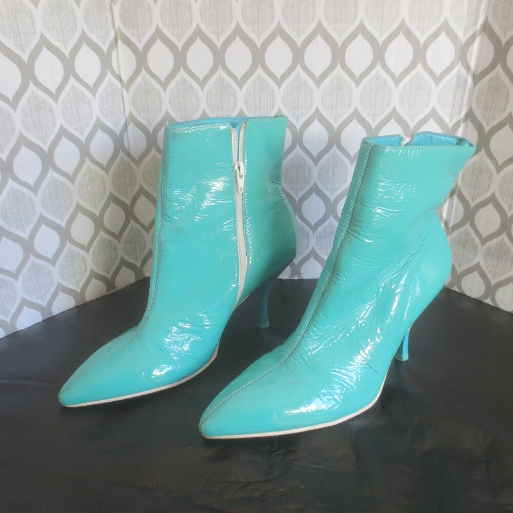 Vintage Retro Fun Hip Chic Wild Boho Cute Patented Leather Upper Ankle High Heel